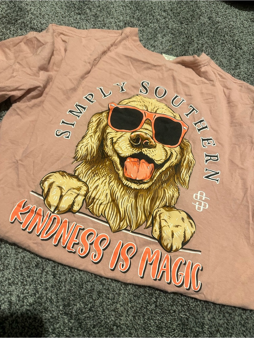 Simply Southern Pink Golden Retriever Graphic Tee - Orange Accent